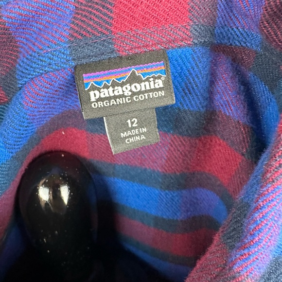 Patagonia Organic Cotton Red Blue Fjord Flannel Button Down Shirt Size 12 - Picture 2 of 8